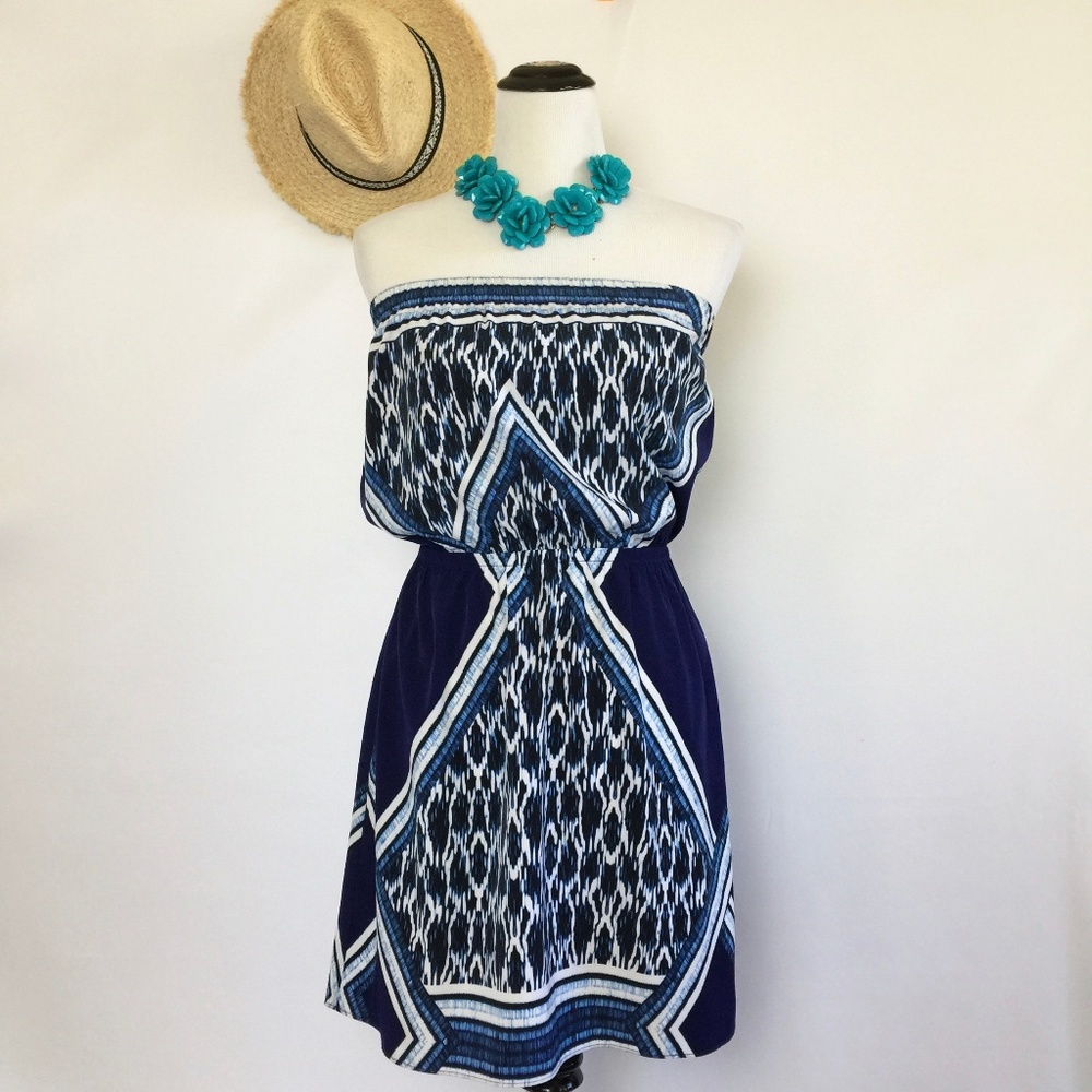 Express Blue Strapless Tube Mini Dress